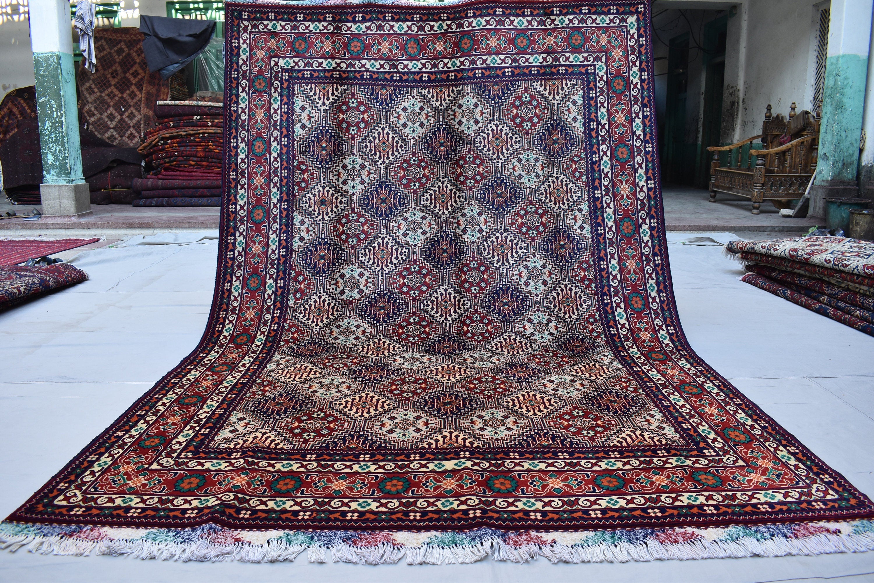 7x10 Large Area Rug Afghan Hand knotted Area Rug, Soft, Elegant and Timeless Craftmanship, Rug for Living Room, Bedroom, Persian Style Rug