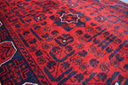 7ft Runner Handwoven Bukhara Afghan Tribal Wool Hallway Runner, Rich Red and Blue Rug, Rug for Entryway, Corridor Rug, Stair Rug 6.9x2.10 ft
