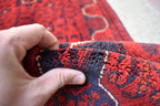 7ft Runner Handwoven Bukhara Afghan Tribal Wool Hallway Runner, Rich Red and Blue Rug, Rug for Entryway, Corridor Rug, Stair Rug 6.9x2.10 ft