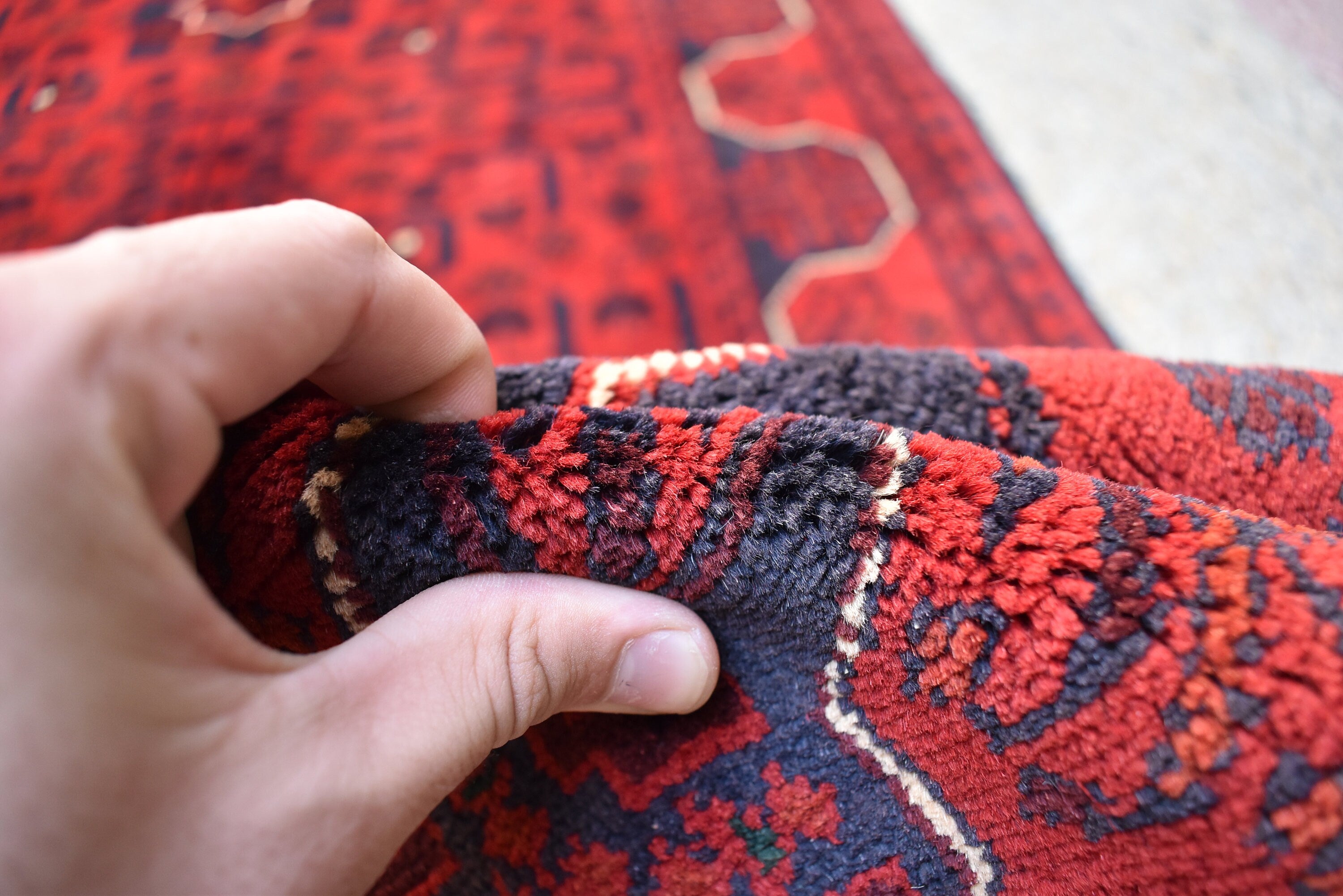 7ft Runner Handwoven Bukhara Afghan Tribal Wool Hallway Runner, Rich Red and Blue Rug, Rug for Entryway, Corridor Rug, Stair Rug 6.9x2.10 ft