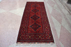 7.3x2.9 Handmade Runner Rug Afghan Runner Turkmen Bokhara Runner Tribal Rug Hallway Runner Red Runner Rug 100% Wool Runner