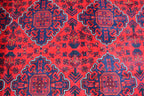 6x8 Handcrafted Bukhara Rug - Rich Red and Blue Design, Traditional Wool, 7.11x6 ft, Handmade, Elegant, High-Quality, Rug for Living Room
