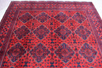 6x8 Handcrafted Bukhara Rug - Rich Red and Blue Design, Traditional Wool, 7.11x6 ft, Handmade, Elegant, High-Quality, Rug for Living Room