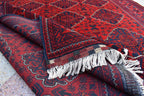 6x8 Handcrafted Bukhara Rug - Rich Red and Blue Design, Traditional Wool, 7.11x6 ft, Handmade, Elegant, High-Quality, Rug for Living Room