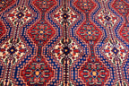10x13 Large Handwoven Afghan Wool Rug, Rich Red and Navy Blue Oriental Rug, Rug for Living Room, Rug for Dining Room, Boho Home Decor