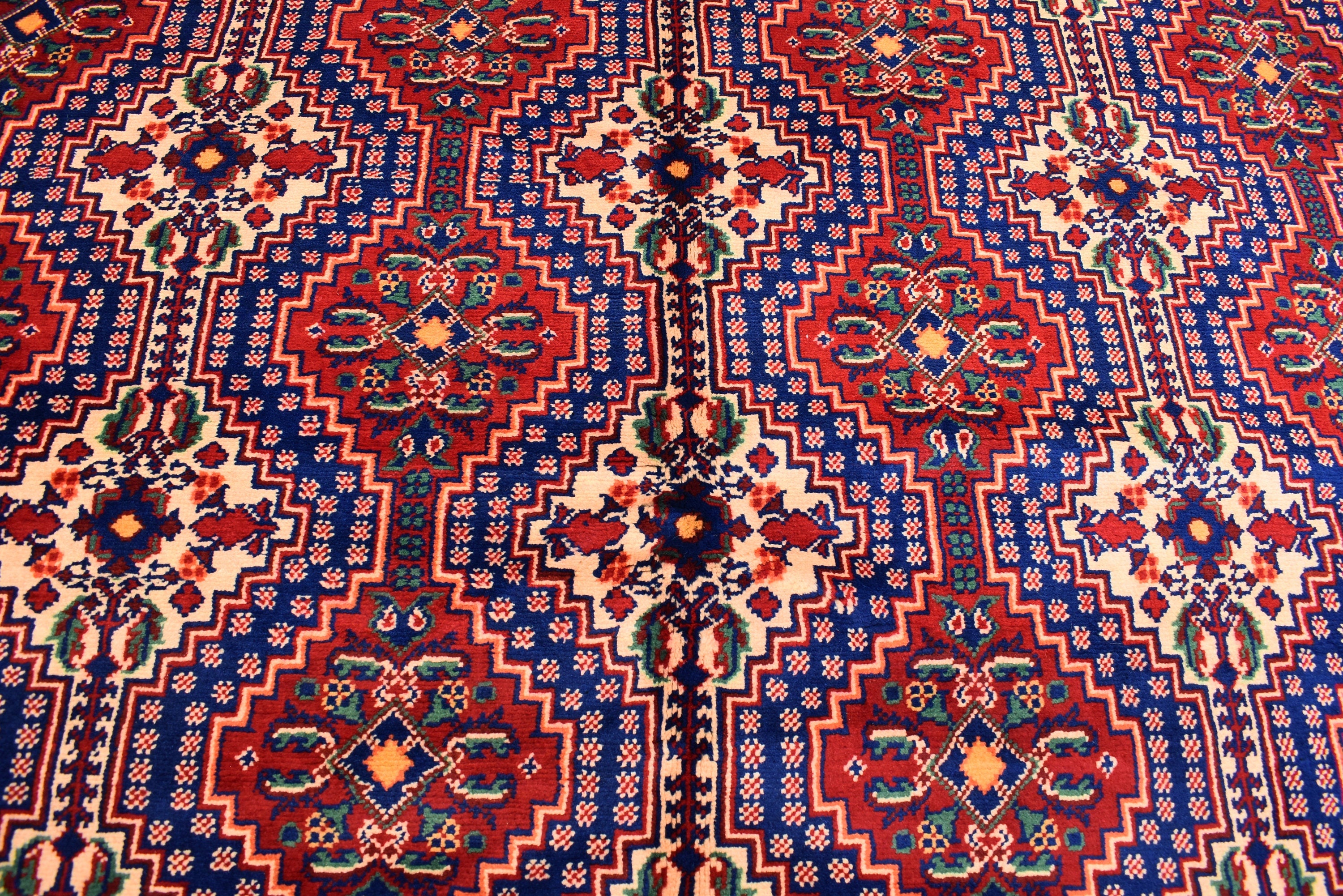 10x13 Large Handwoven Afghan Wool Rug, Rich Red and Navy Blue Oriental Rug, Rug for Living Room, Rug for Dining Room, Boho Home Decor
