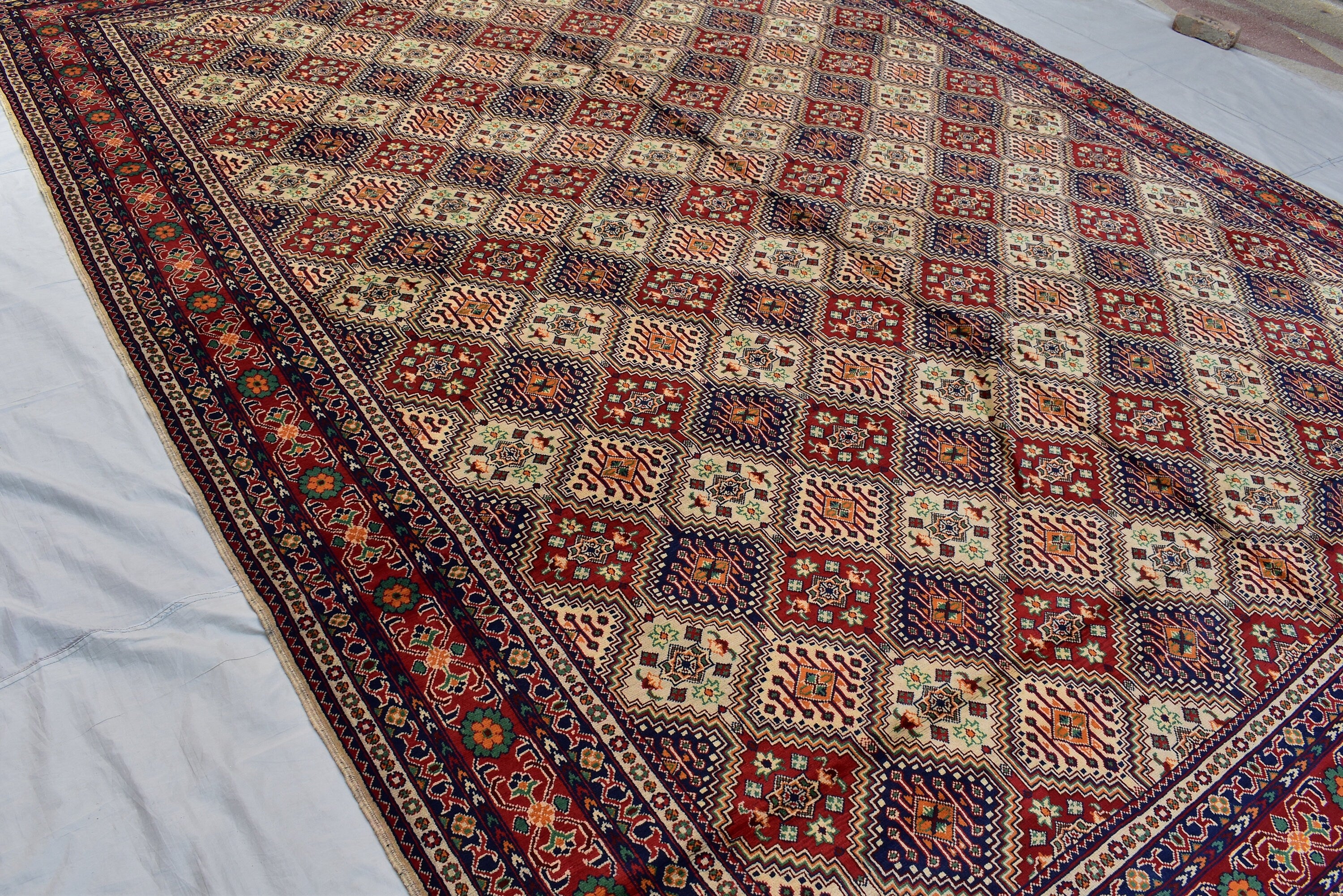10x13 Large Yalama Gul Tribal Afghan Hand-knotted Rug, Multiple colors, Rug for Living Room, Dining Room Rug, Authentic Persian Home Style