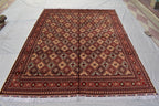 Ft 12.10 x 9.9 Large Handmade Rug Large Afghan Turkmen Tribal Yalama Gol Bokhara Pattern Wool Veg dye, Large Oriental Afghan