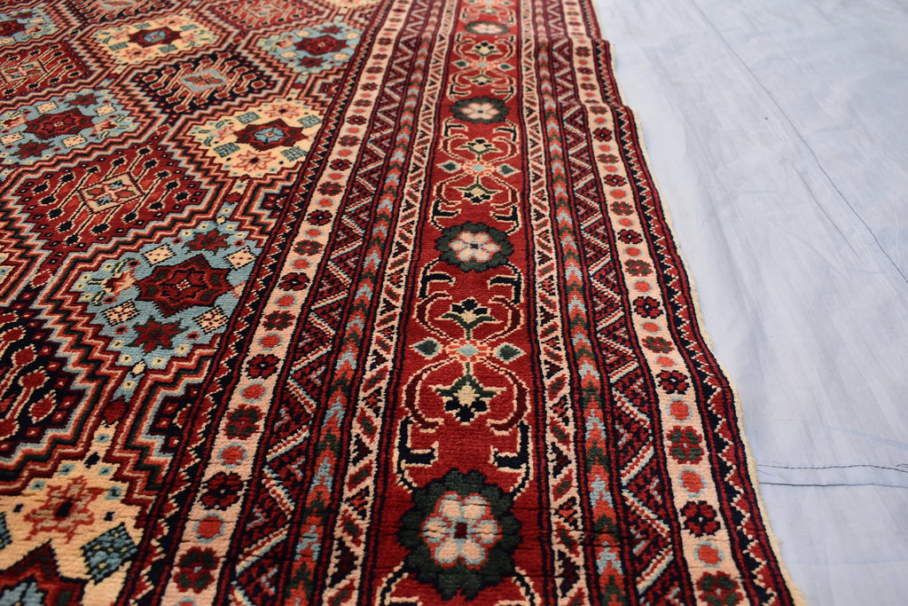 Ft 12.10 x 9.9 Large Handmade Rug Large Afghan Turkmen Tribal Yalama Gol Bokhara Pattern Wool Veg dye, Large Oriental Afghan