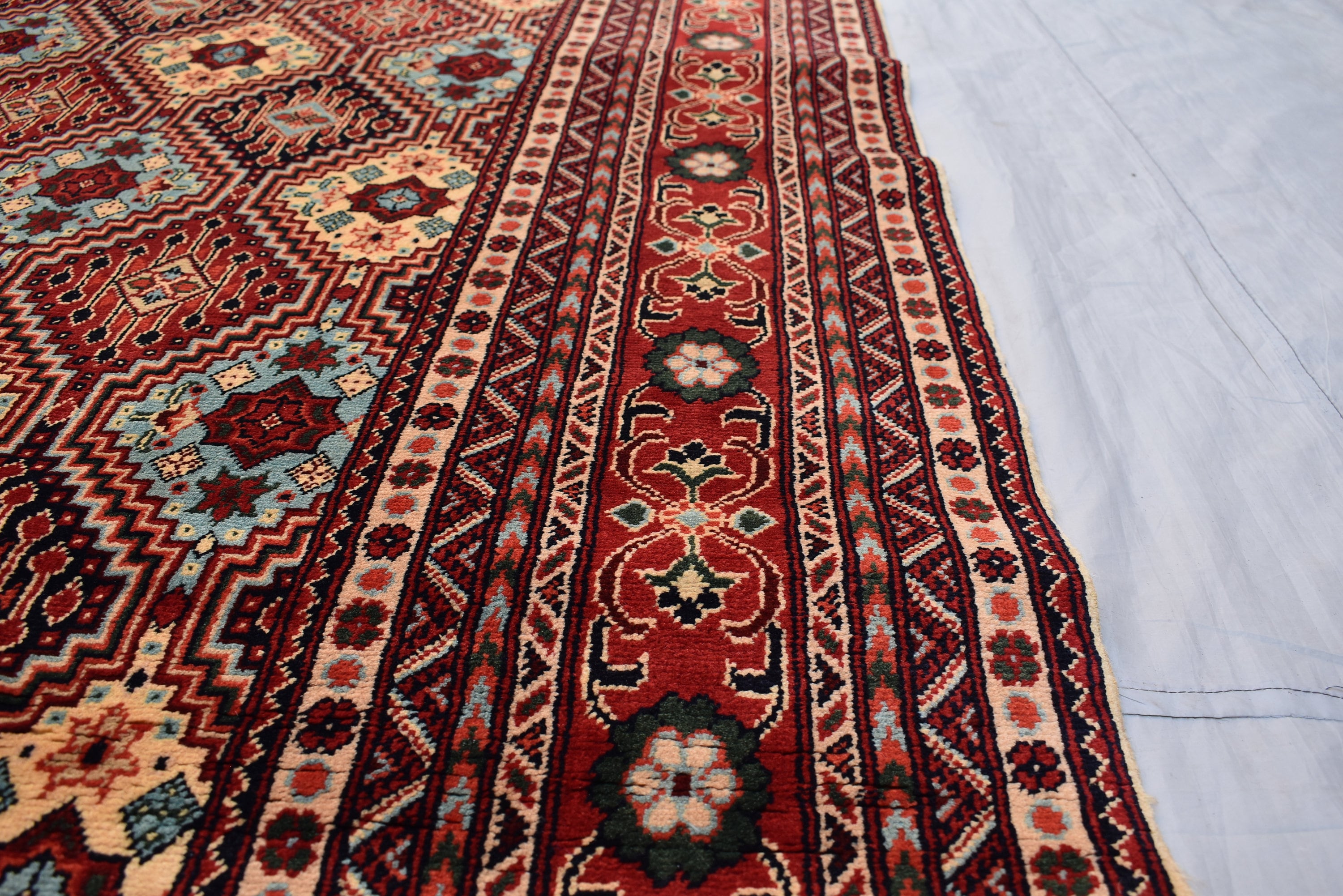 Ft 12.10 x 9.9 Large Handmade Rug Large Afghan Turkmen Tribal Yalama Gol Bokhara Pattern Wool Veg dye, Large Oriental Afghan