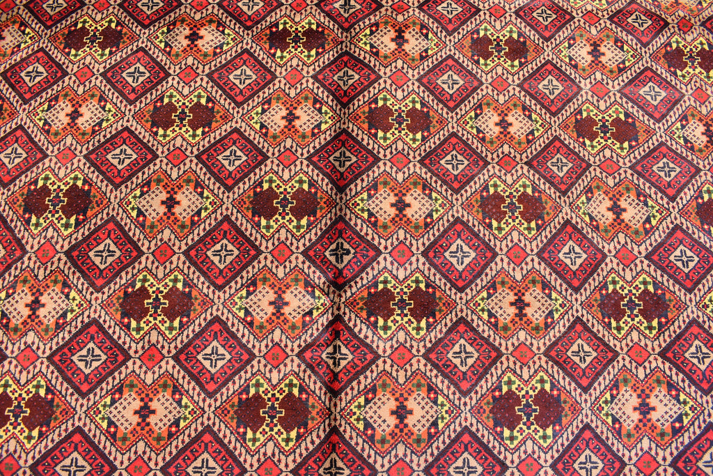 Large Afghan Wool Rug – Handmade Turkmen Wool Carpet |Bokhara Pattern Oriental Rug | Vegetable Dyed Tribal Area Rug, Living Room Rug 10x13ft