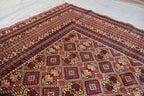 Large Afghan Wool Rug – Handmade Turkmen Wool Carpet |Bokhara Pattern Oriental Rug | Vegetable Dyed Tribal Area Rug, Living Room Rug 10x13ft