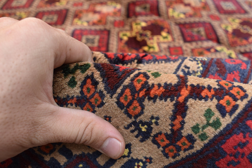 Large Afghan Wool Rug – Handmade Turkmen Wool Carpet |Bokhara Pattern Oriental Rug | Vegetable Dyed Tribal Area Rug, Living Room Rug 10x13ft