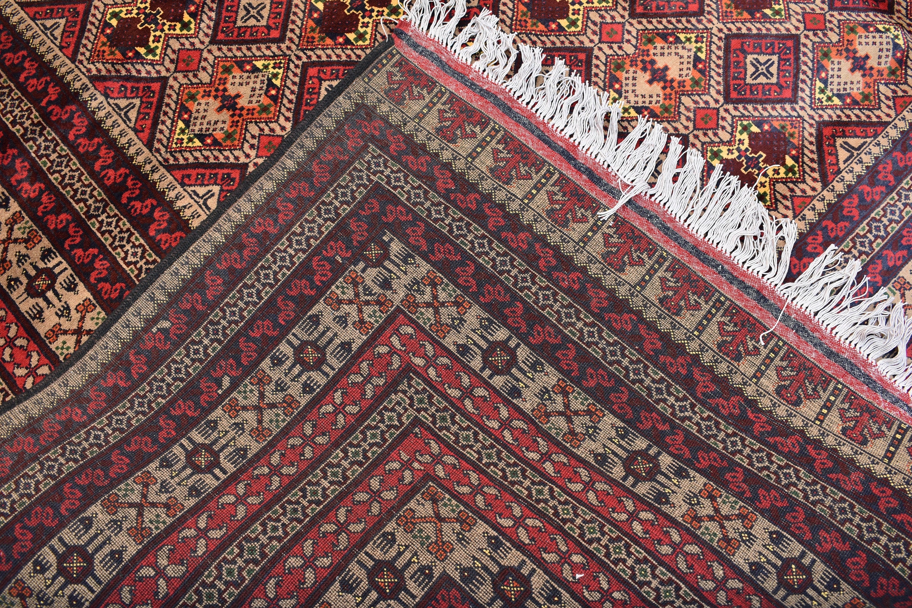 Large Afghan Wool Rug – Handmade Turkmen Wool Carpet |Bokhara Pattern Oriental Rug | Vegetable Dyed Tribal Area Rug, Living Room Rug 10x13ft
