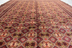 Large Afghan Wool Rug – Handmade Turkmen Wool Carpet |Bokhara Pattern Oriental Rug | Vegetable Dyed Tribal Area Rug, Living Room Rug 10x13ft