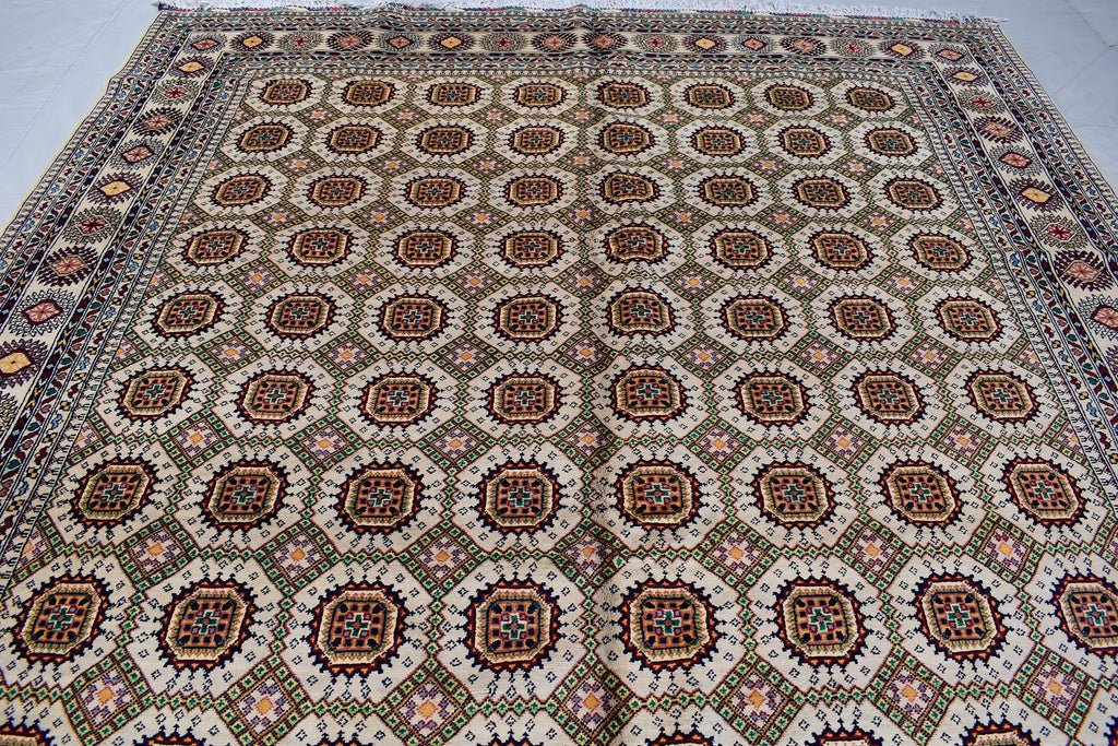 11.6 x 8.3 Ft Tribal Area Rug Fine Quality Afghan Hand Knotted Beige Wool Rug High Pile Soft Rug Oriental Rug Living Room Rug Bedroom Rug,