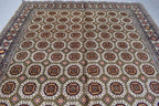11.6 x 8.3 Ft Tribal Area Rug Fine Quality Afghan Hand Knotted Beige Wool Rug High Pile Soft Rug Oriental Rug Living Room Rug Bedroom Rug,