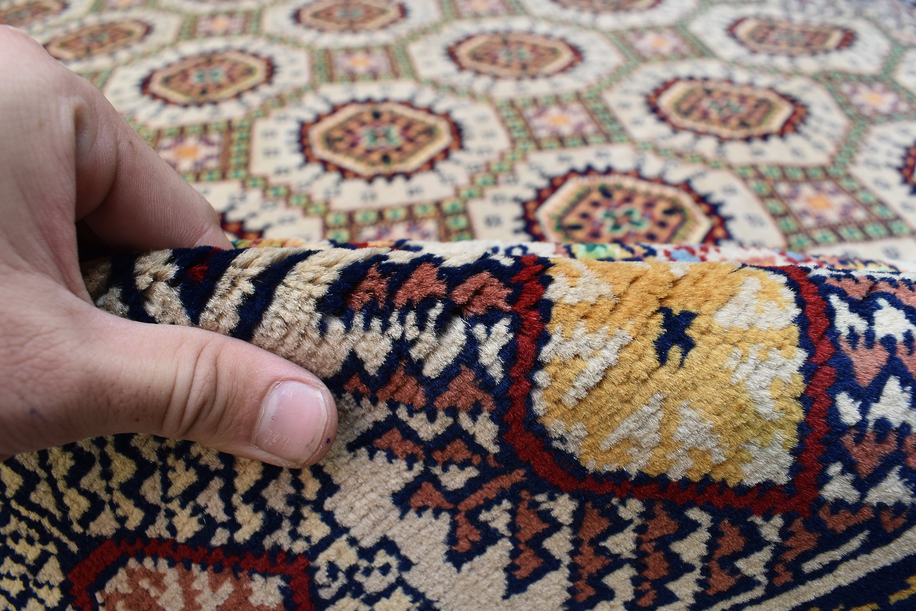 11.6 x 8.3 Ft Tribal Area Rug Fine Quality Afghan Hand Knotted Beige Wool Rug High Pile Soft Rug Oriental Rug Living Room Rug Bedroom Rug,
