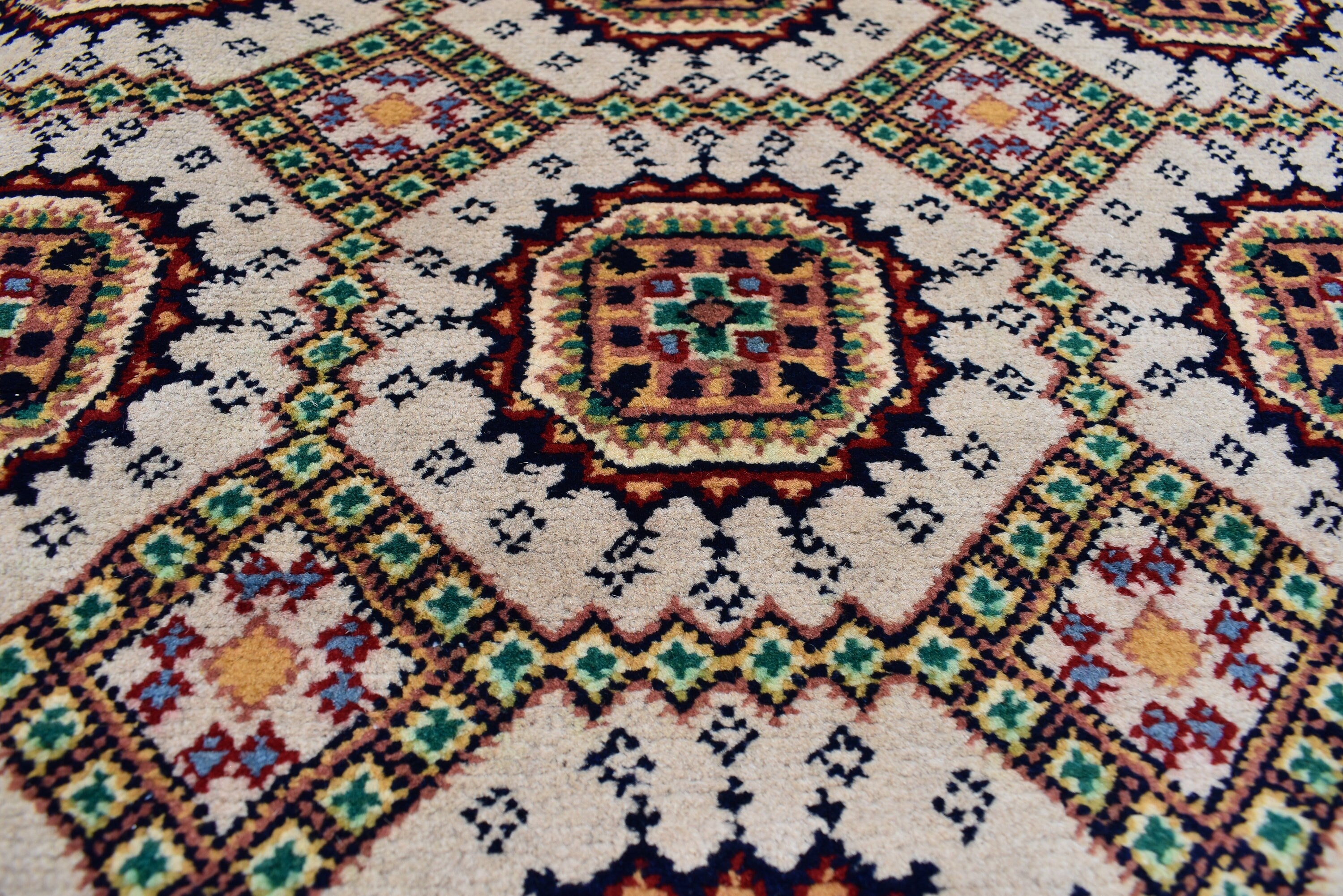 11.6 x 8.3 Ft Tribal Area Rug Fine Quality Afghan Hand Knotted Beige Wool Rug High Pile Soft Rug Oriental Rug Living Room Rug Bedroom Rug,