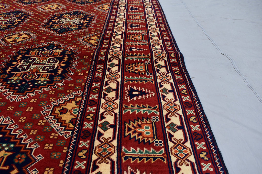 11.9 x 8.5 Ft Top Quality Large Handmade Rug Large Afghan Rug Turkmen Bukhara Rug Samarqant rug Living Room Area Rug Oriental Rug