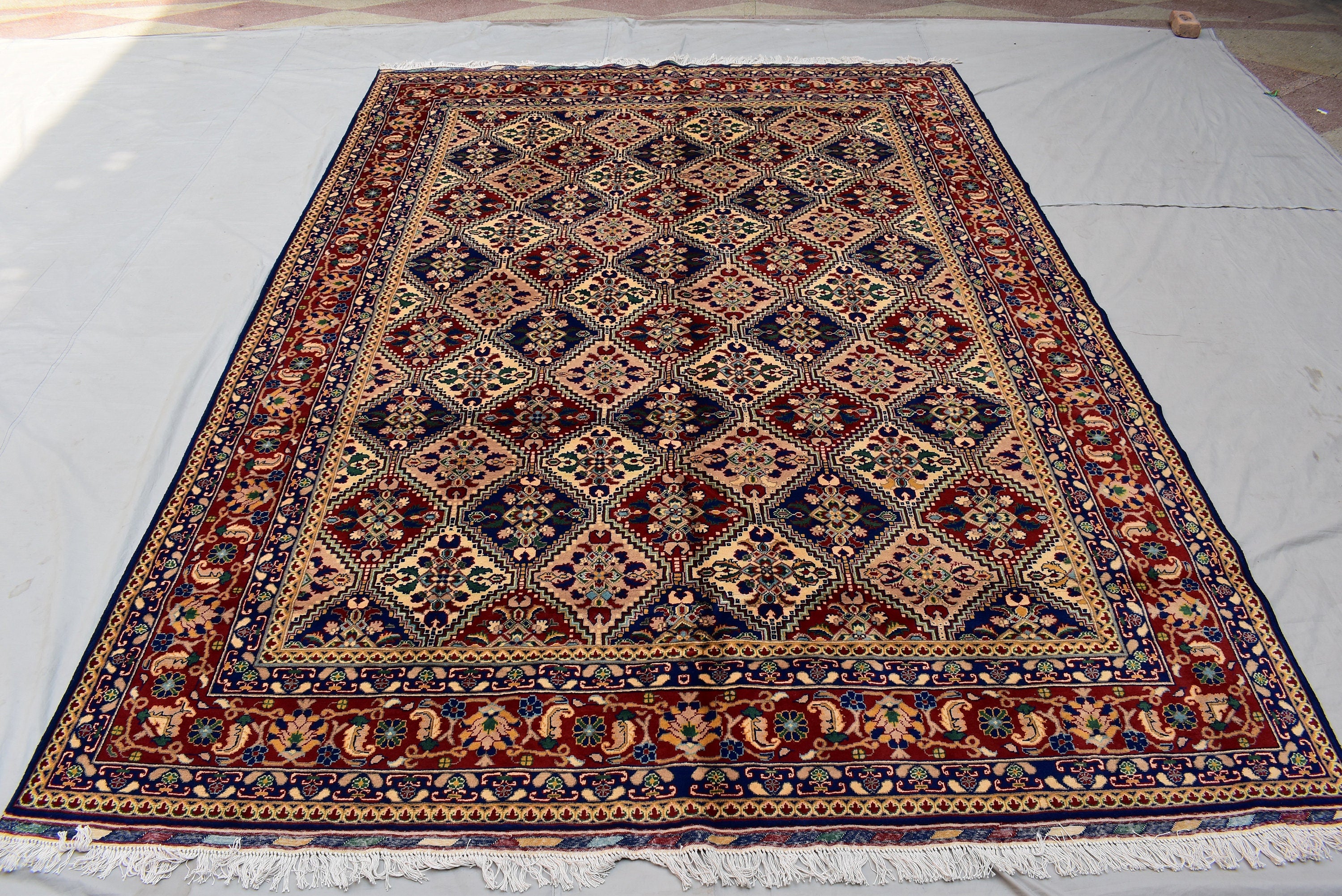 8x12Ft Large Afghan Handwoven Rug, Turkmen Wool Area Rug, Vegetable Dyed Multi Color Beautiful Rug, Rug for Living Room, Bedroom Rug 364x254