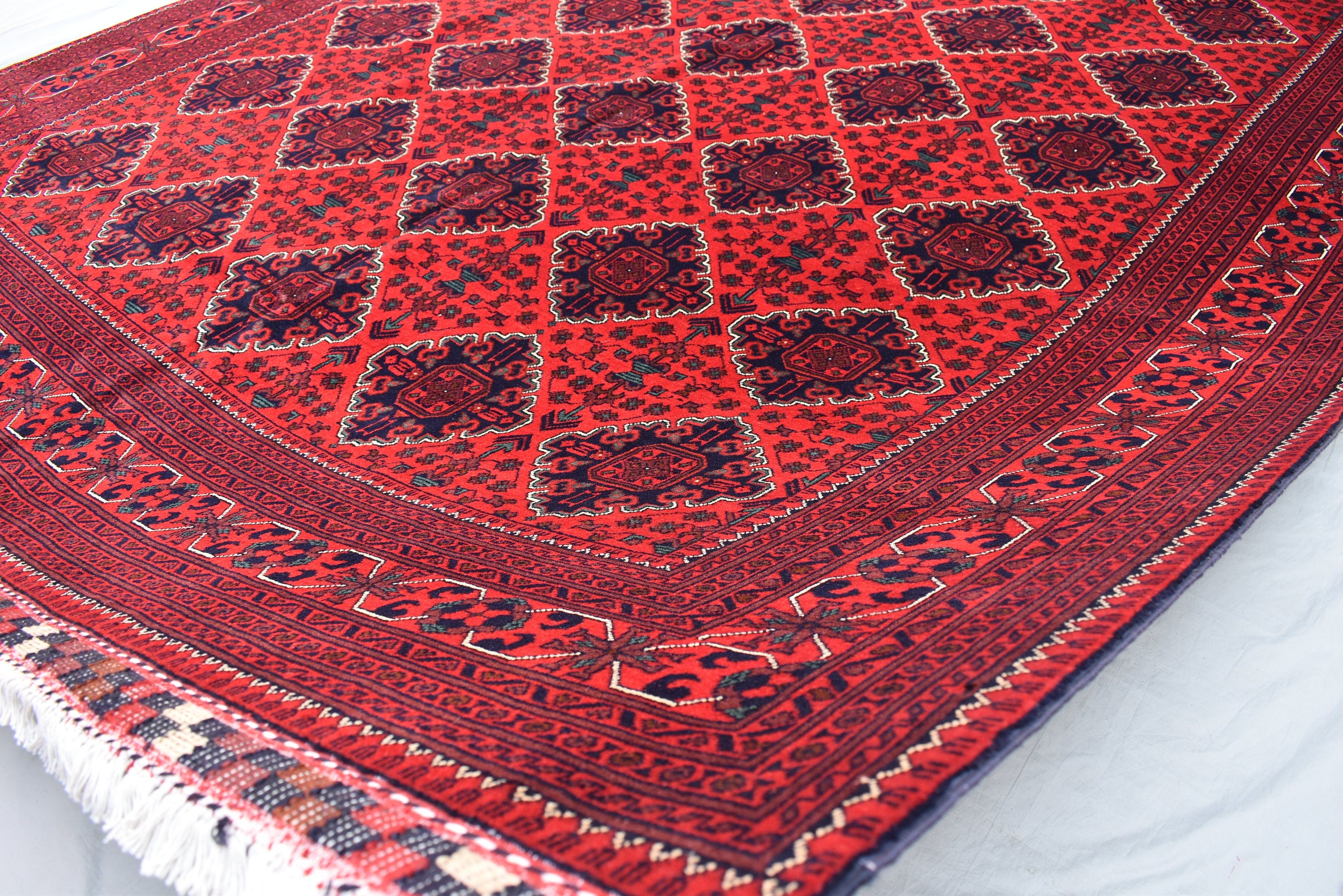 11.8x8.1 Ft Large Area Rug Bokhara Rug Sale Price Turkmen 100% Wool Afghan Veg Dyes Handmade Bukhara Pattern Area Rug Turkmen Oriental Rug