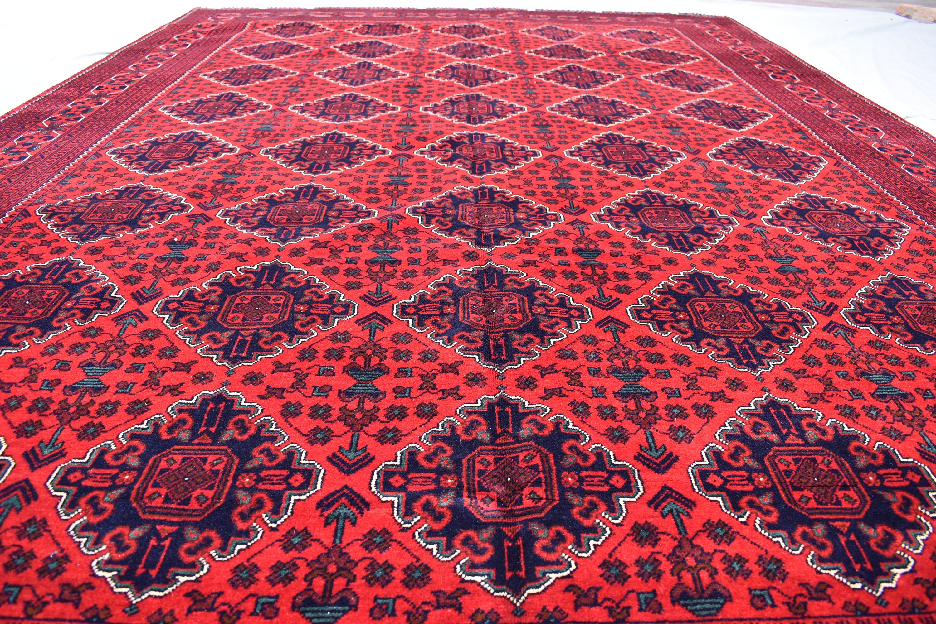 11.8x8.1 Ft Large Area Rug Bokhara Rug Sale Price Turkmen 100% Wool Afghan Veg Dyes Handmade Bukhara Pattern Area Rug Turkmen Oriental Rug