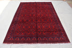 8x11 Hand-knotted Afghan Tribal Traditional Bukhara Pattern Rug, Rich Red and Navy Blue Rug, Perfect for Living Room, Bedroom Rug, 11.5x8.1