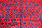 8x11 Hand-knotted Afghan Tribal Traditional Bukhara Pattern Rug, Rich Red and Navy Blue Rug, Perfect for Living Room, Bedroom Rug, 11.5x8.1
