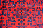 8x11 Hand-knotted Afghan Tribal Traditional Bukhara Pattern Rug, Rich Red and Navy Blue Rug, Perfect for Living Room, Bedroom Rug, 11.5x8.1