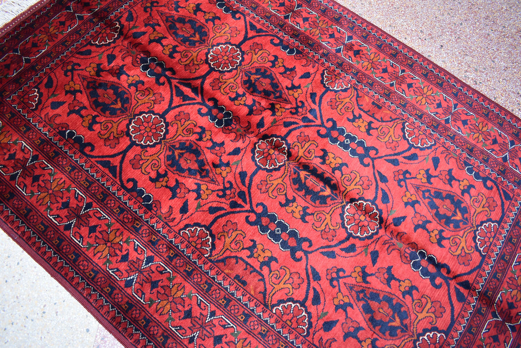 4.11 x 3.4 Ft Handamde Beljik Rug, Top Quality Afghan Rug Turkmen Tribal Rug Oriental Rug Veg Dye 100% Wool Living Room Rug Bedroom Rug