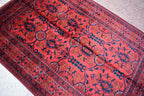 4.11 x 3.4 Ft Handamde Beljik Rug, Top Quality Afghan Rug Turkmen Tribal Rug Oriental Rug Veg Dye 100% Wool Living Room Rug Bedroom Rug
