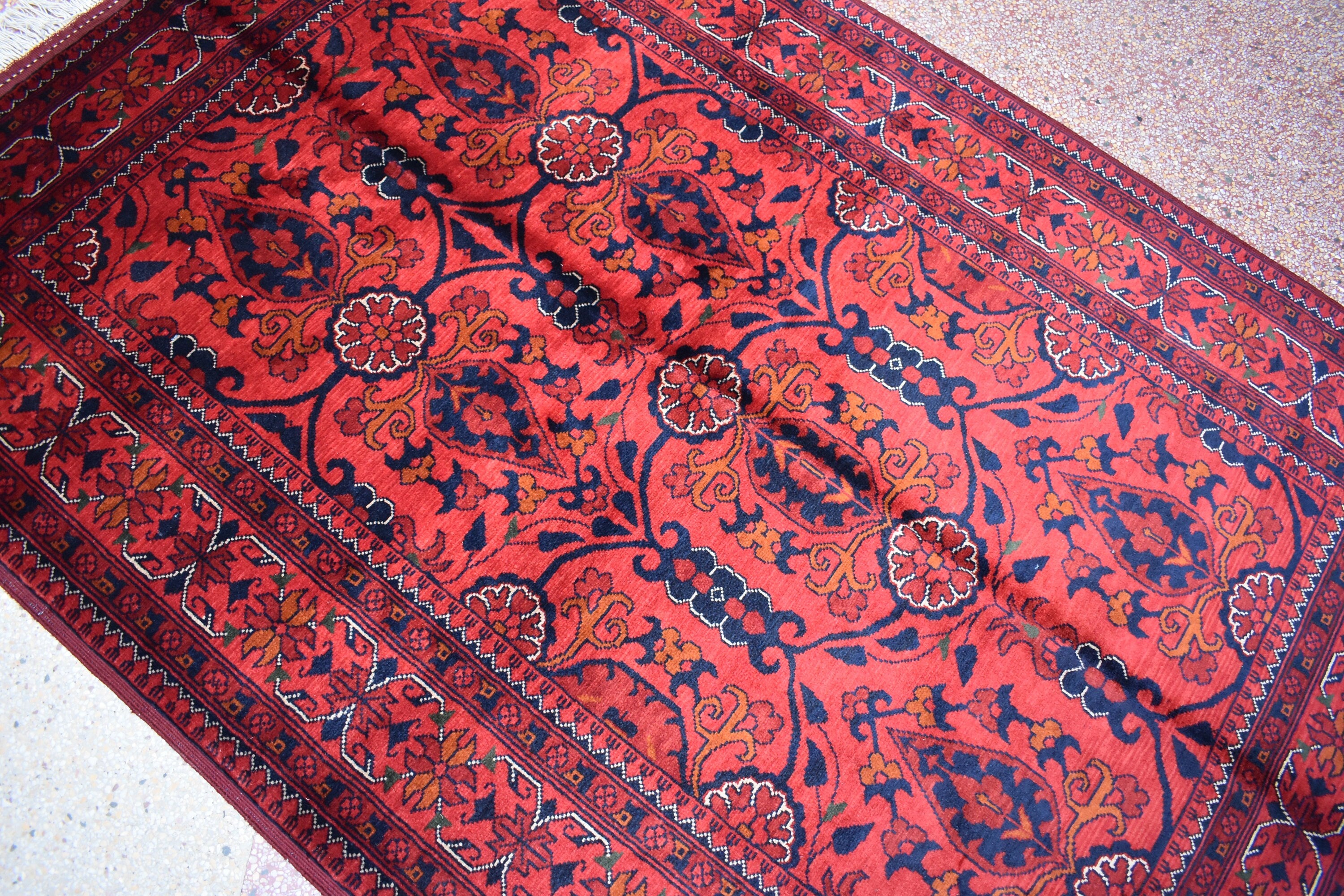 4.11 x 3.4 Ft Handamde Beljik Rug, Top Quality Afghan Rug Turkmen Tribal Rug Oriental Rug Veg Dye 100% Wool Living Room Rug Bedroom Rug
