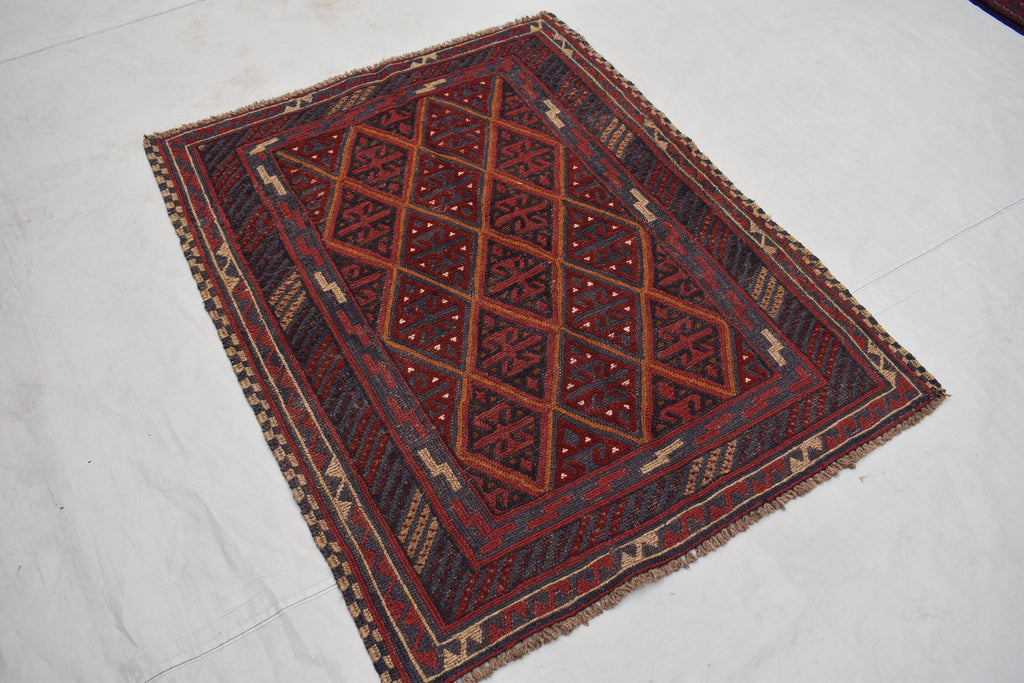 4x4 Ft Old Mashwani Area Rug, Afghan Handmade Soft Rug, Tribal Mashwani Rug, Turkmen Antique Geometric Rug, Rug Bedroom Rug