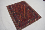 4x4 Ft Old Mashwani Area Rug, Afghan Handmade Soft Rug, Tribal Mashwani Rug, Turkmen Antique Geometric Rug, Rug Bedroom Rug