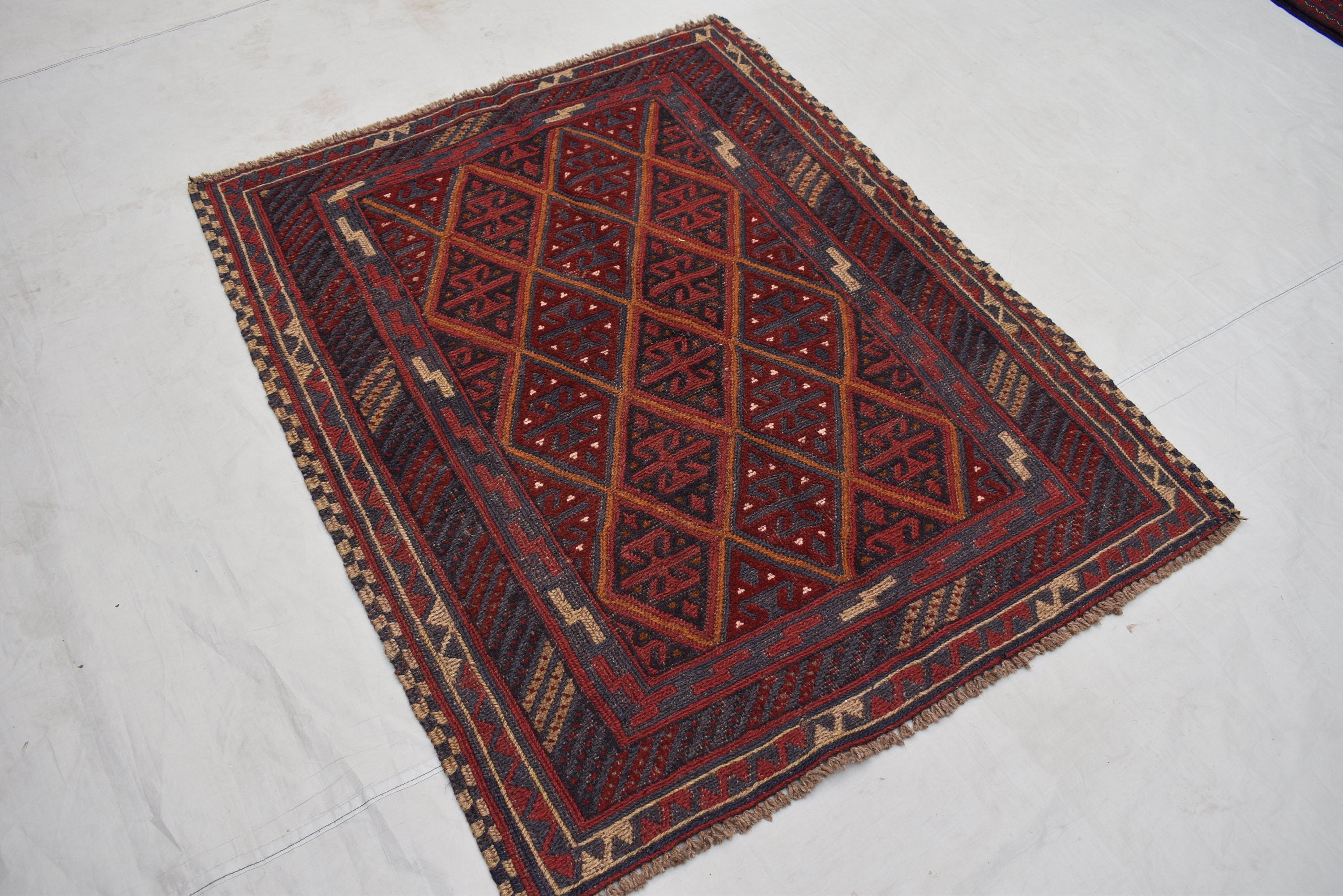 4x4 Ft Old Mashwani Area Rug, Afghan Handmade Soft Rug, Tribal Mashwani Rug, Turkmen Antique Geometric Rug, Rug Bedroom Rug