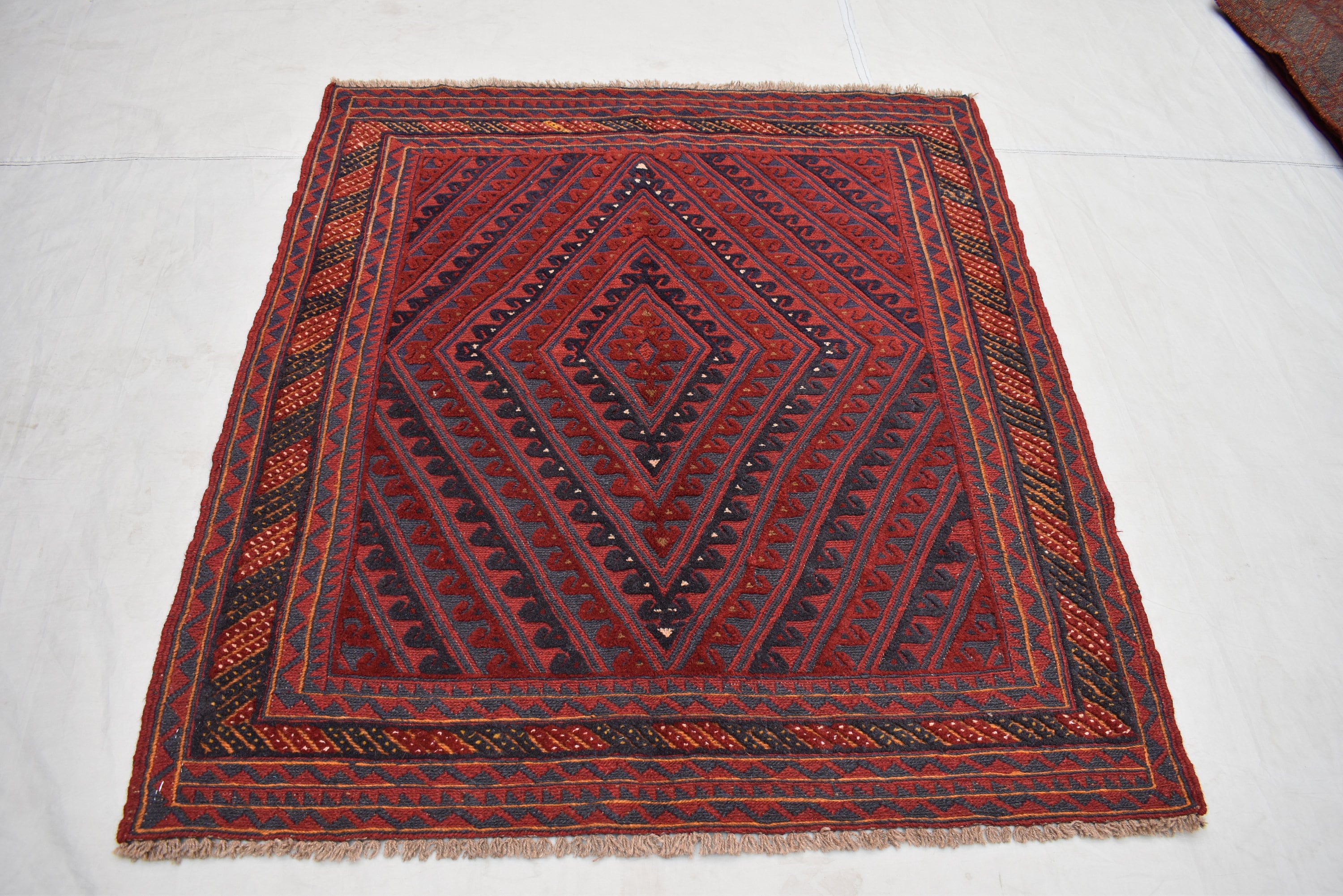 4x4Ft Vintage Mashwani Square Rug, Afghan Handmade Mashwani Soft Rug, Tribal Mashwani Rug, Turkmen Antique Geometric Rug, Bedroom Rug
