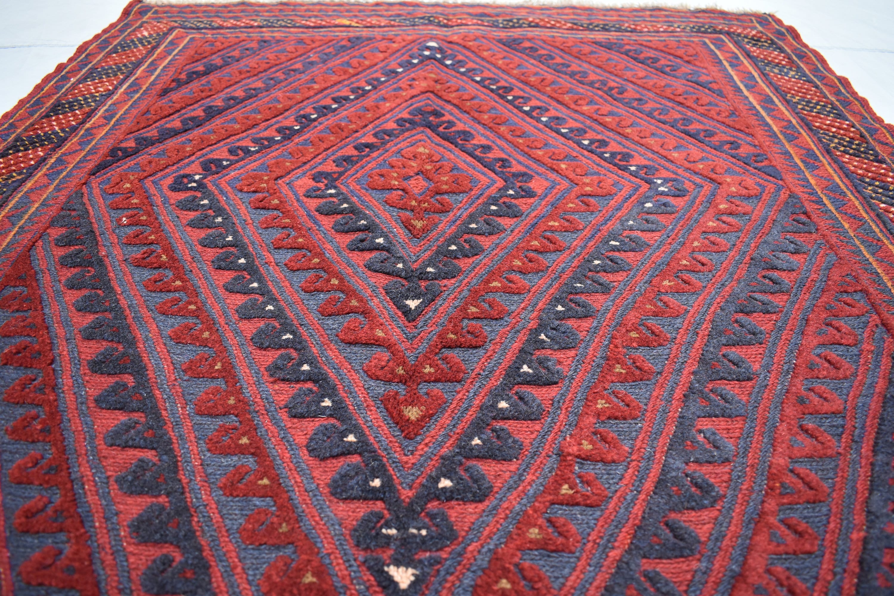 4x4Ft Vintage Mashwani Square Rug, Afghan Handmade Mashwani Soft Rug, Tribal Mashwani Rug, Turkmen Antique Geometric Rug, Bedroom Rug