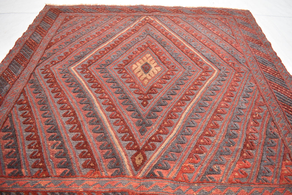 4x4Ft Square Area Rug, Afghan Handmade Mashwani Soft Rug, Tribal Rug, Turkmen Antique Geometric Rug, Rug Bedroom Rug, Dining Room Rug