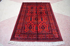 4.11 x 3.4 Ft Handamde Beljik Rug, Top Quality Afghan Rug Turkmen Tribal Rug Oriental Rug Veg Dye 100% Wool Living Room Rug Bedroom Rug