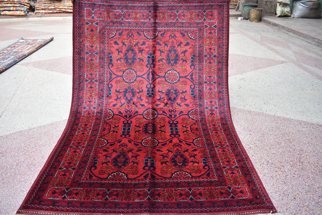 4.11 x 3.4 Ft Handamde Beljik Rug, Top Quality Afghan Rug Turkmen Tribal Rug Oriental Rug Veg Dye 100% Wool Living Room Rug Bedroom Rug