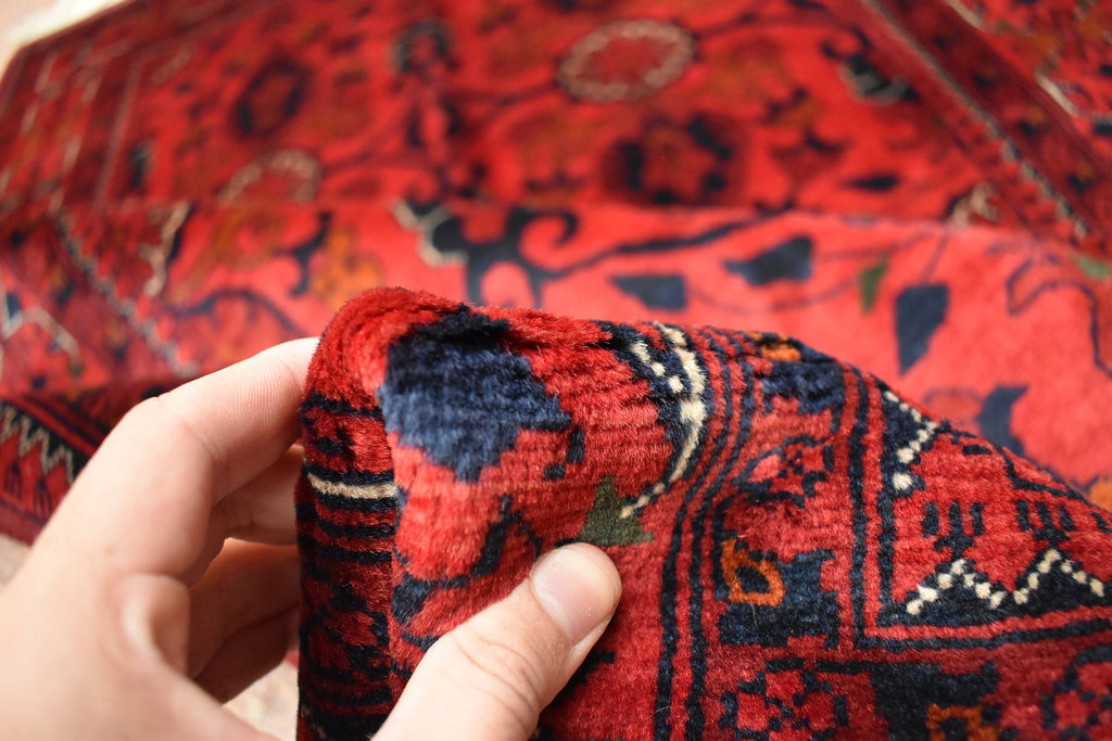 4.11 x 3.4 Ft Handamde Beljik Rug, Top Quality Afghan Rug Turkmen Tribal Rug Oriental Rug Veg Dye 100% Wool Living Room Rug Bedroom Rug