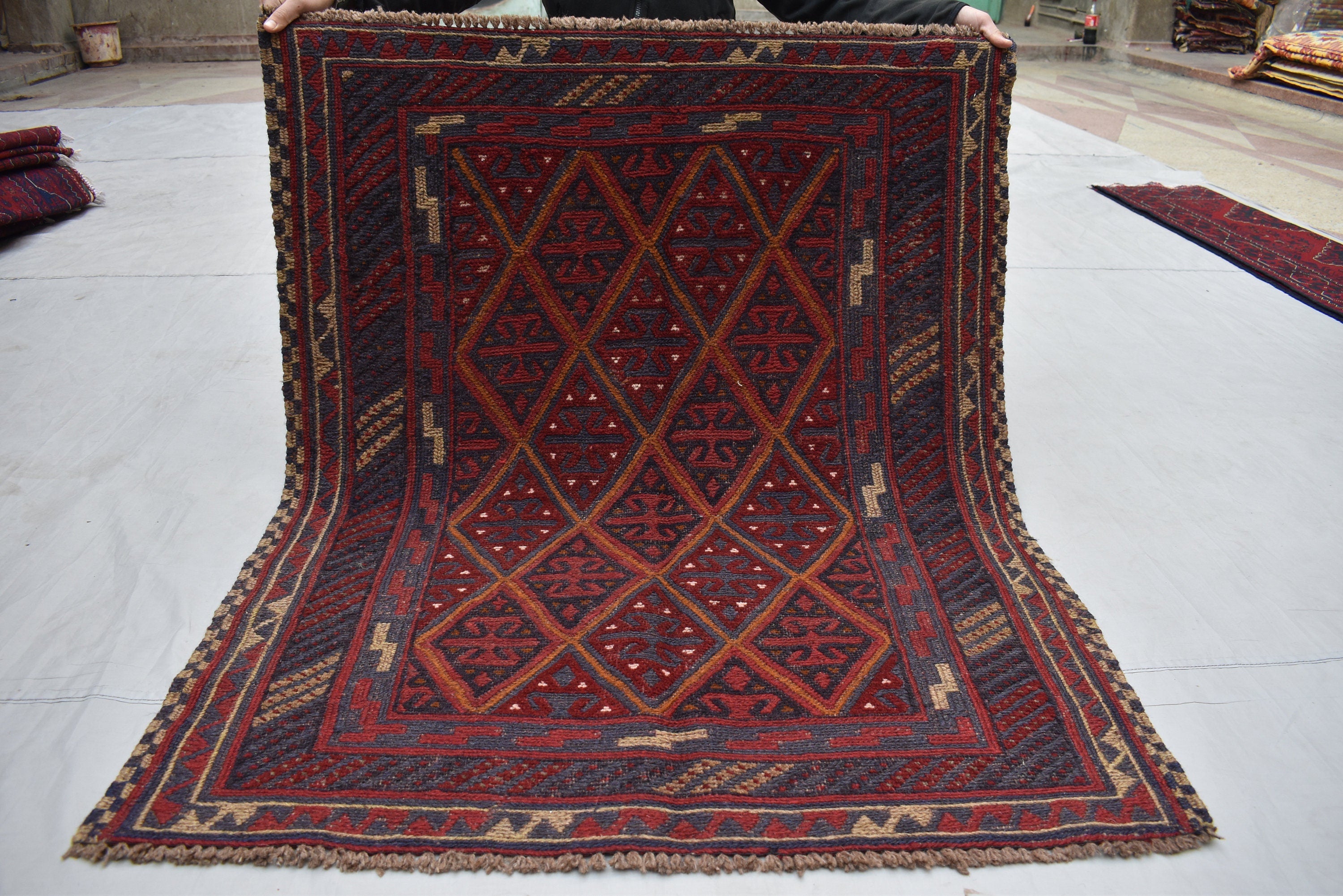 4x4 Ft Old Mashwani Area Rug, Afghan Handmade Soft Rug, Tribal Mashwani Rug, Turkmen Antique Geometric Rug, Rug Bedroom Rug