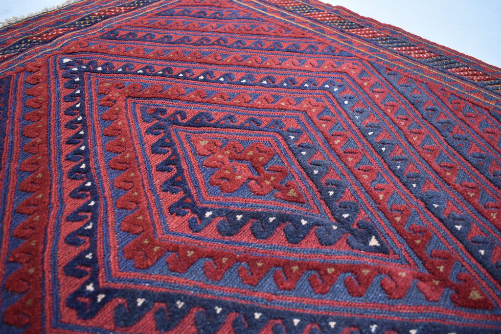 4x4Ft Vintage Mashwani Square Rug, Afghan Handmade Mashwani Soft Rug, Tribal Mashwani Rug, Turkmen Antique Geometric Rug, Bedroom Rug