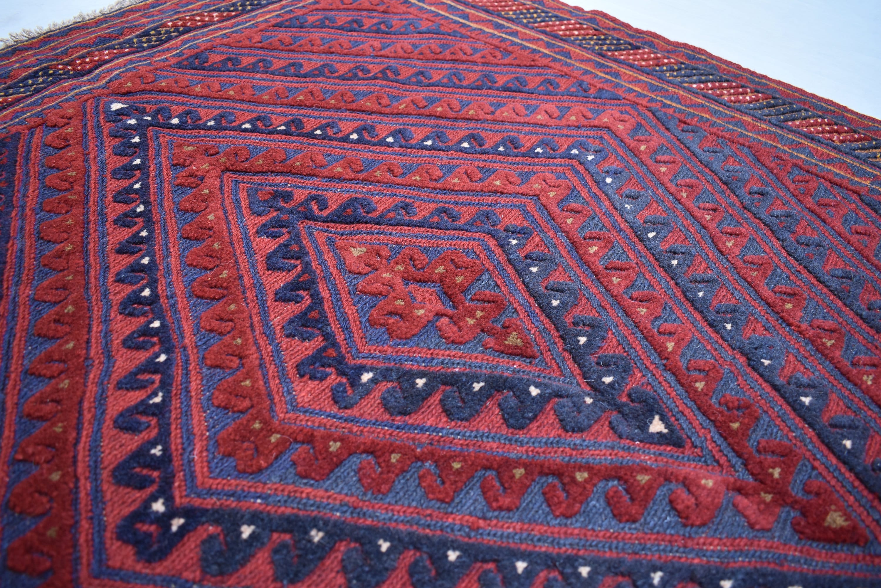 4x4Ft Vintage Mashwani Square Rug, Afghan Handmade Mashwani Soft Rug, Tribal Mashwani Rug, Turkmen Antique Geometric Rug, Bedroom Rug