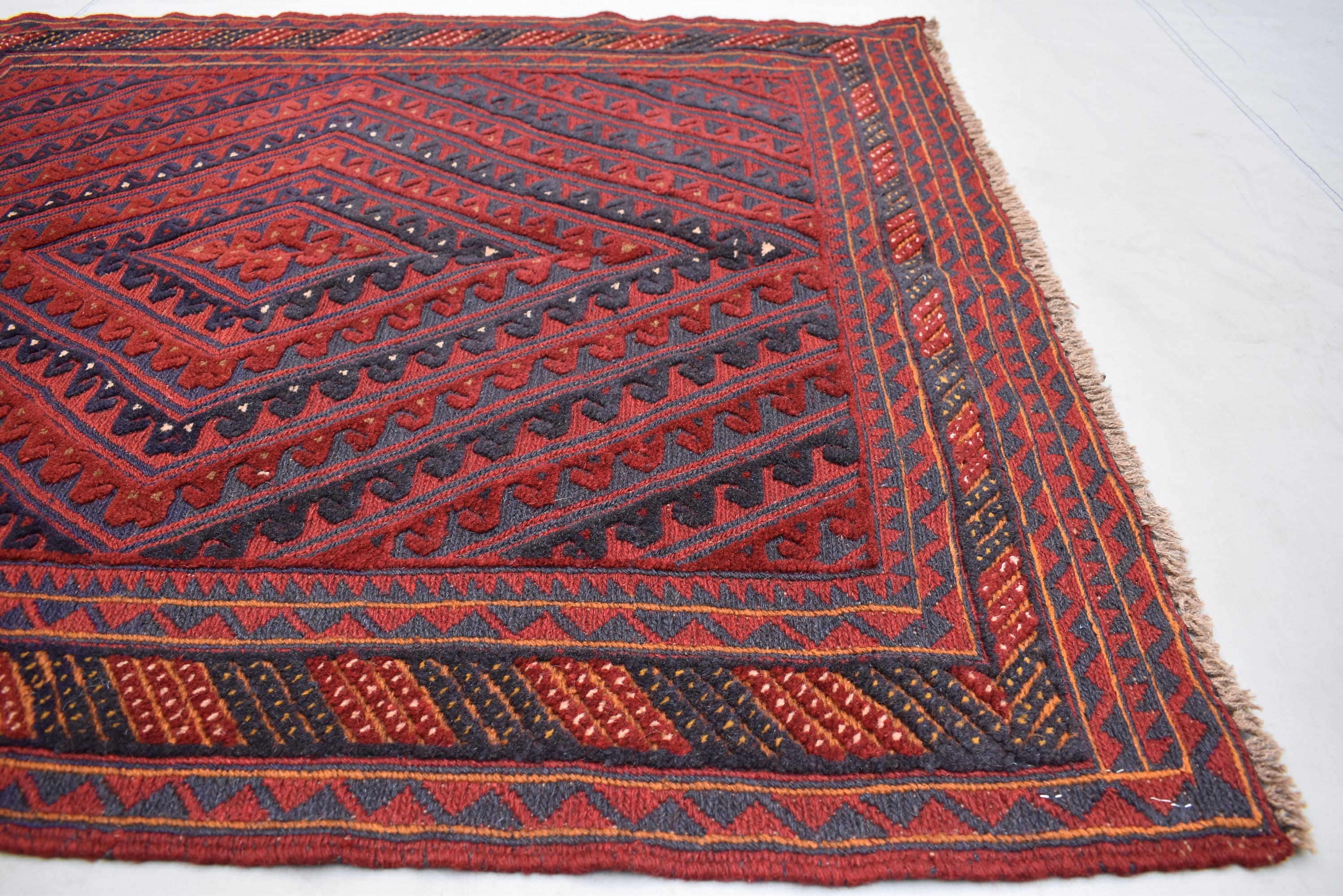 4x4Ft Vintage Mashwani Square Rug, Afghan Handmade Mashwani Soft Rug, Tribal Mashwani Rug, Turkmen Antique Geometric Rug, Bedroom Rug