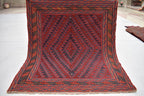 4x4Ft Vintage Mashwani Square Rug, Afghan Handmade Mashwani Soft Rug, Tribal Mashwani Rug, Turkmen Antique Geometric Rug, Bedroom Rug