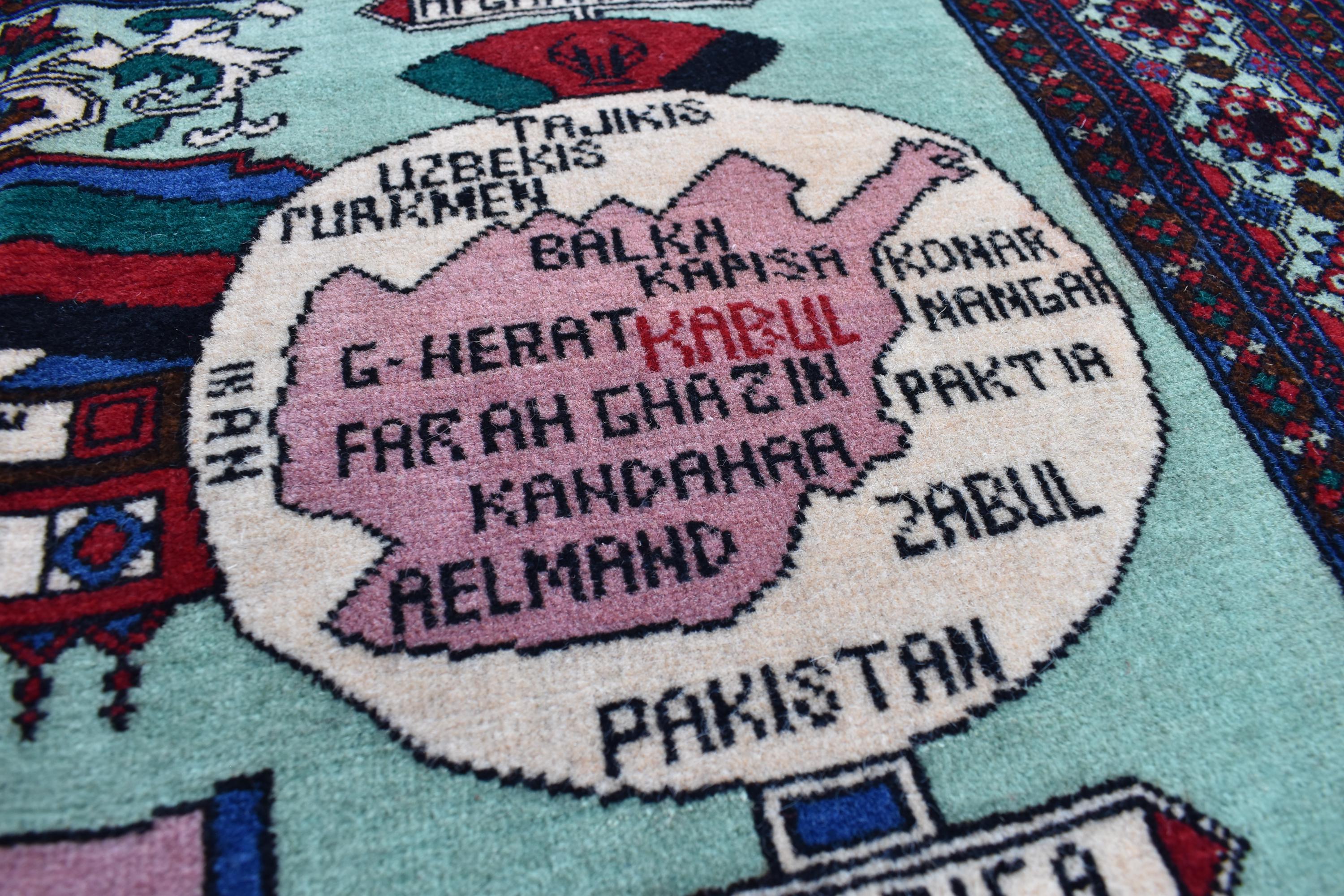 Afghan vintage 5.3×3.6 ft world map rug, oriental Balochi rug, office wall rug handmade wool area rug