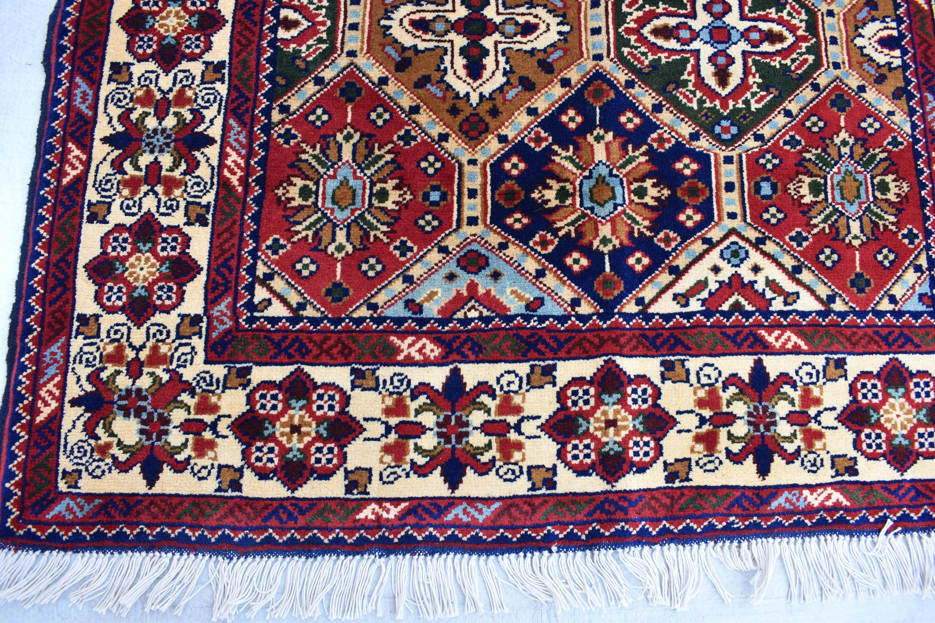 Kashi Maranus Afghan Handmade 5×3.2 ft, Luxurious Persian Style Wool rug, Authentic Oriental design, Rugs for Living Room, Bedroom Rug