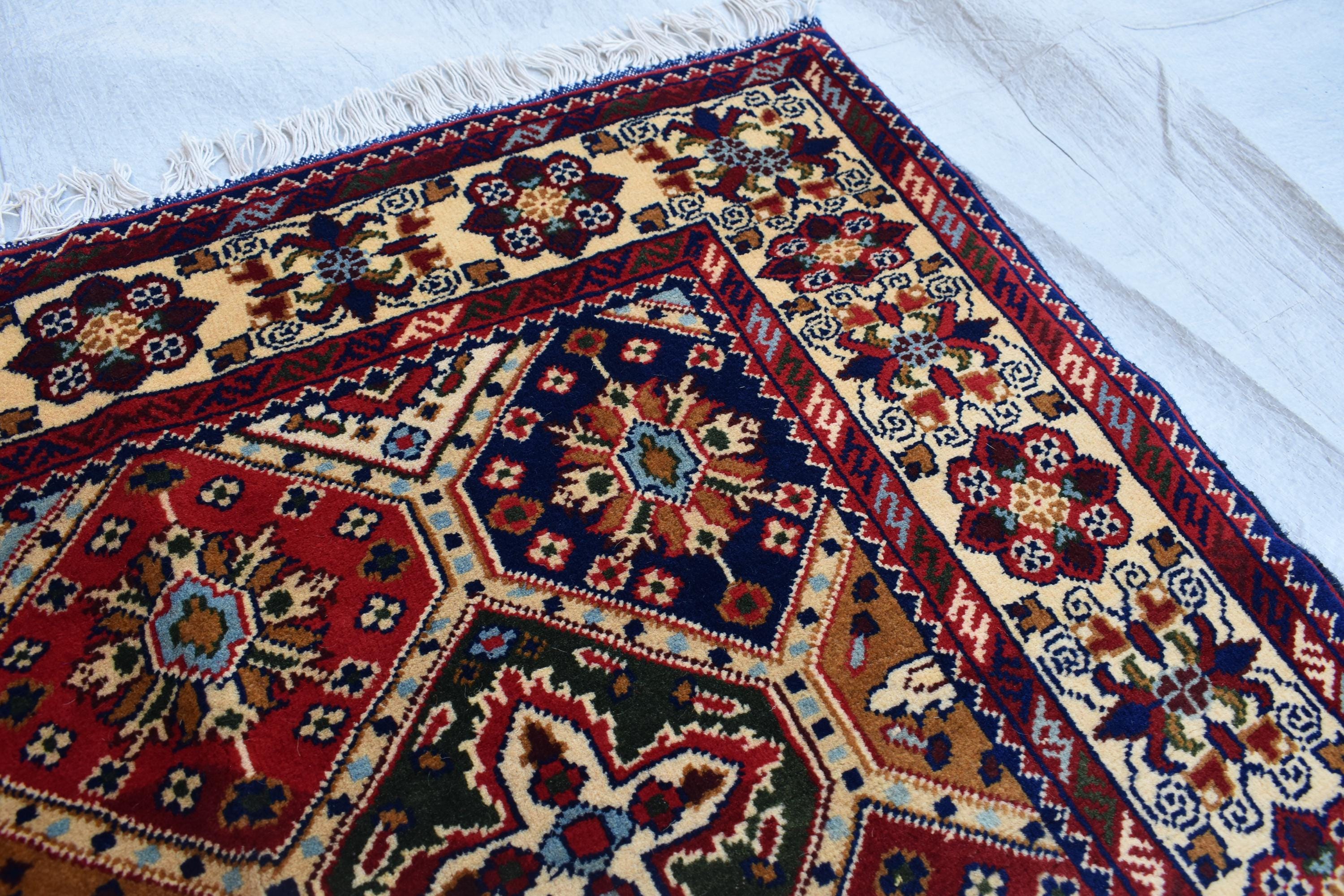 Kashi Maranus Afghan Handmade 5×3.2 ft, Luxurious Persian Style Wool rug, Authentic Oriental design, Rugs for Living Room, Bedroom Rug